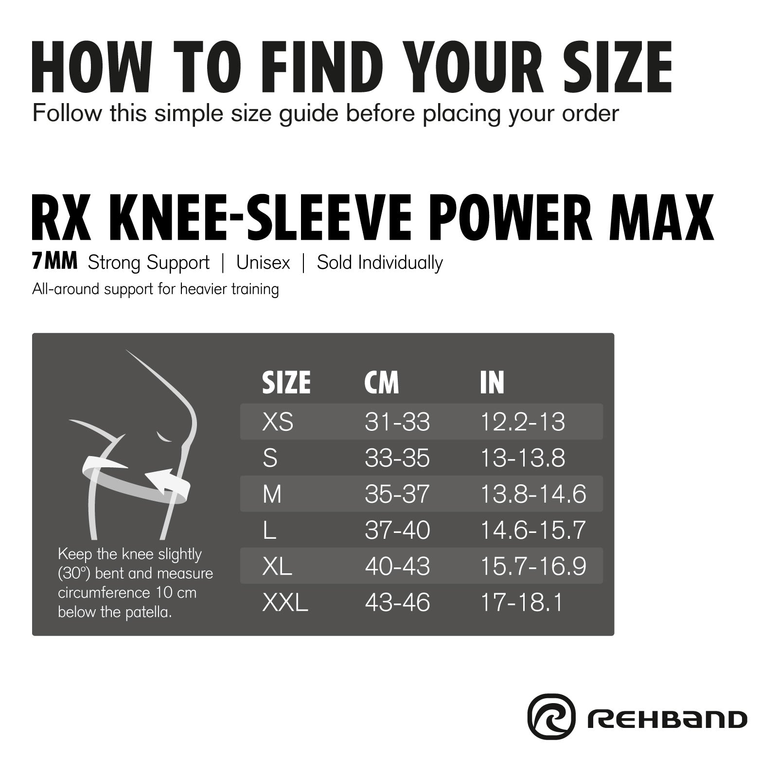 105506 RX Line 7MM Power Max Knee Support - Black
